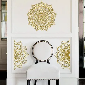 Наклейка на стіну COVPAW Мандала 3 Золотисто-жовта 82x83 см synthetic.ua - Фото 1