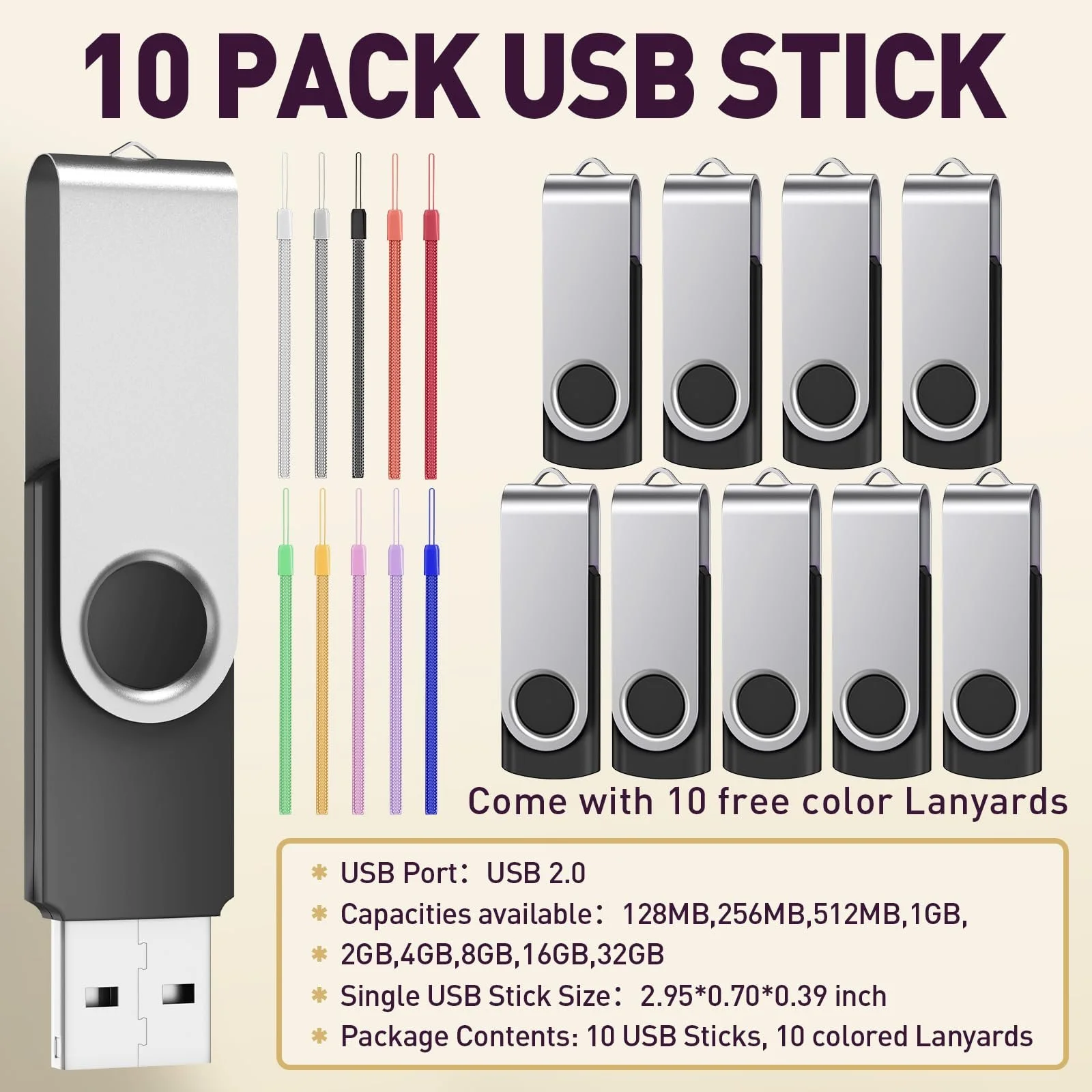 USB Flash Drive FEBNISCTE 512MB 10 шт. Black, фото №6