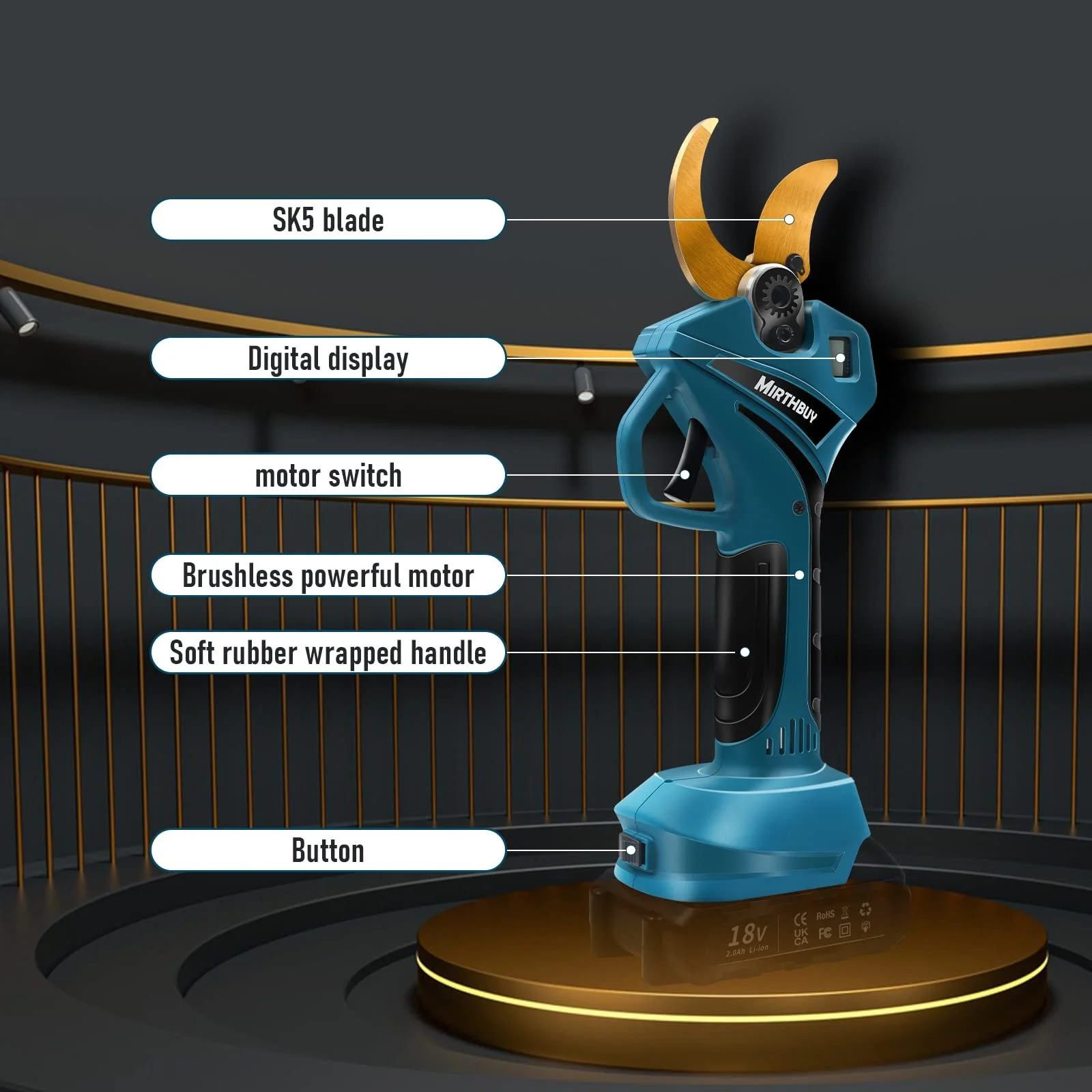 Електричний секатор MIRTHBUY 18 V, 40 мм, фото №3