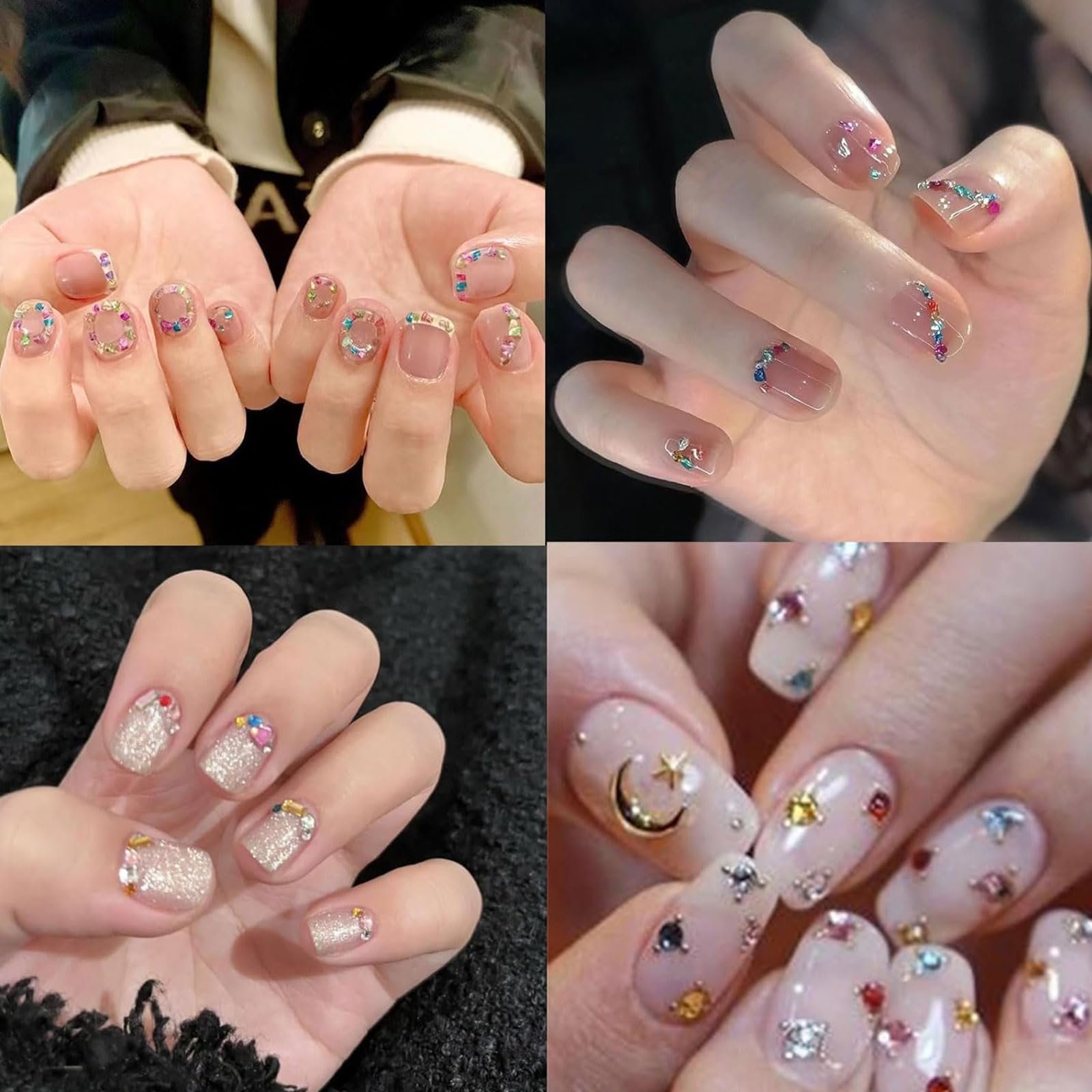 Стразы для ногтей Разноцветные 3D Сердце Звезда Цветок 2000 шт, фото №7