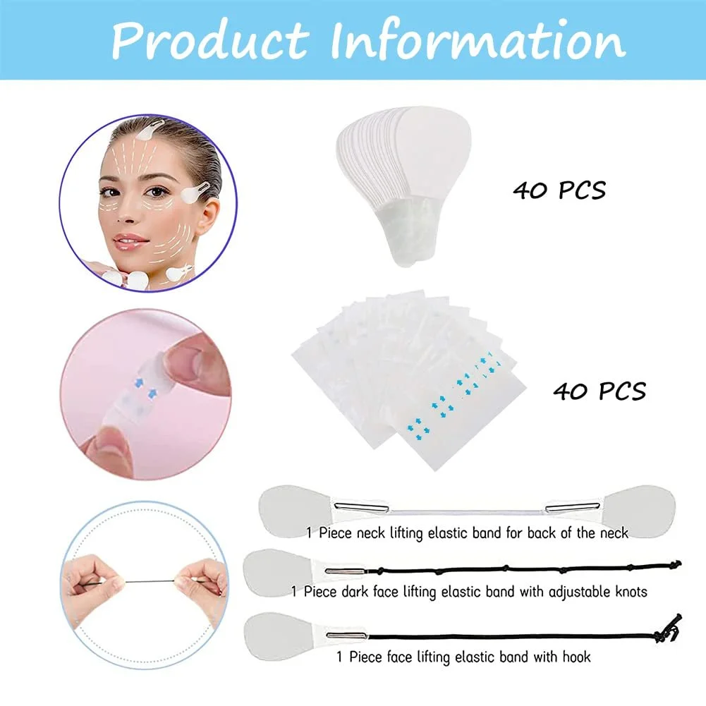 Набір стрічок для підтяжки обличчя 80 шт., наліпки для підтяжки обличчя, фото №4
