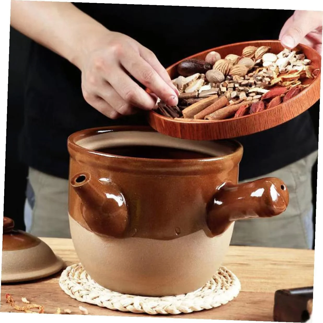 Горщик глиняний Veemoon 3 л китайський з термостійкою ручкою для відкритого вогню, фото №6