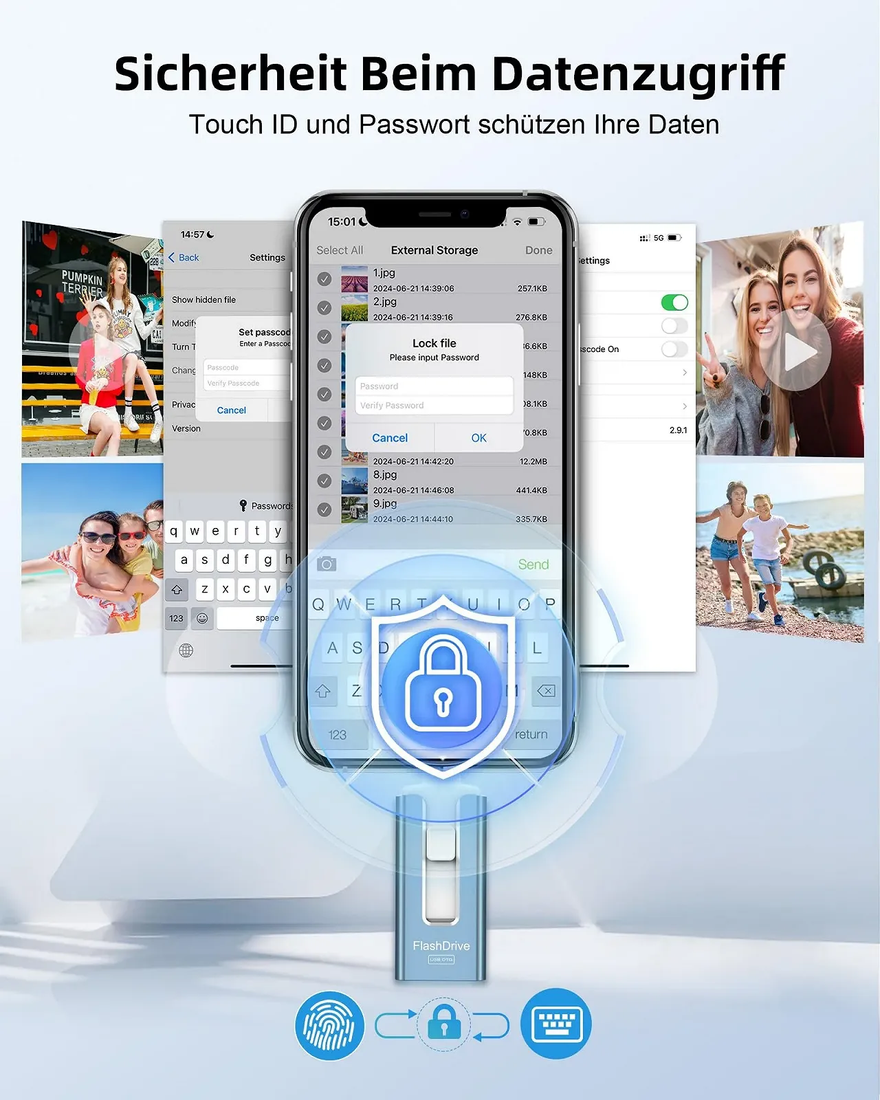 USB-флеш-накопичувач GNASEET 256 ГБ 4-в-1 USB 3.0 iOS/USB-C/Micro USB Синій, фото №6 USB-флеш-накопичувач GNASEET 256 ГБ 4-в-1 USB 3.0 iOS/USB-C/Micro USB Синій, фото №6