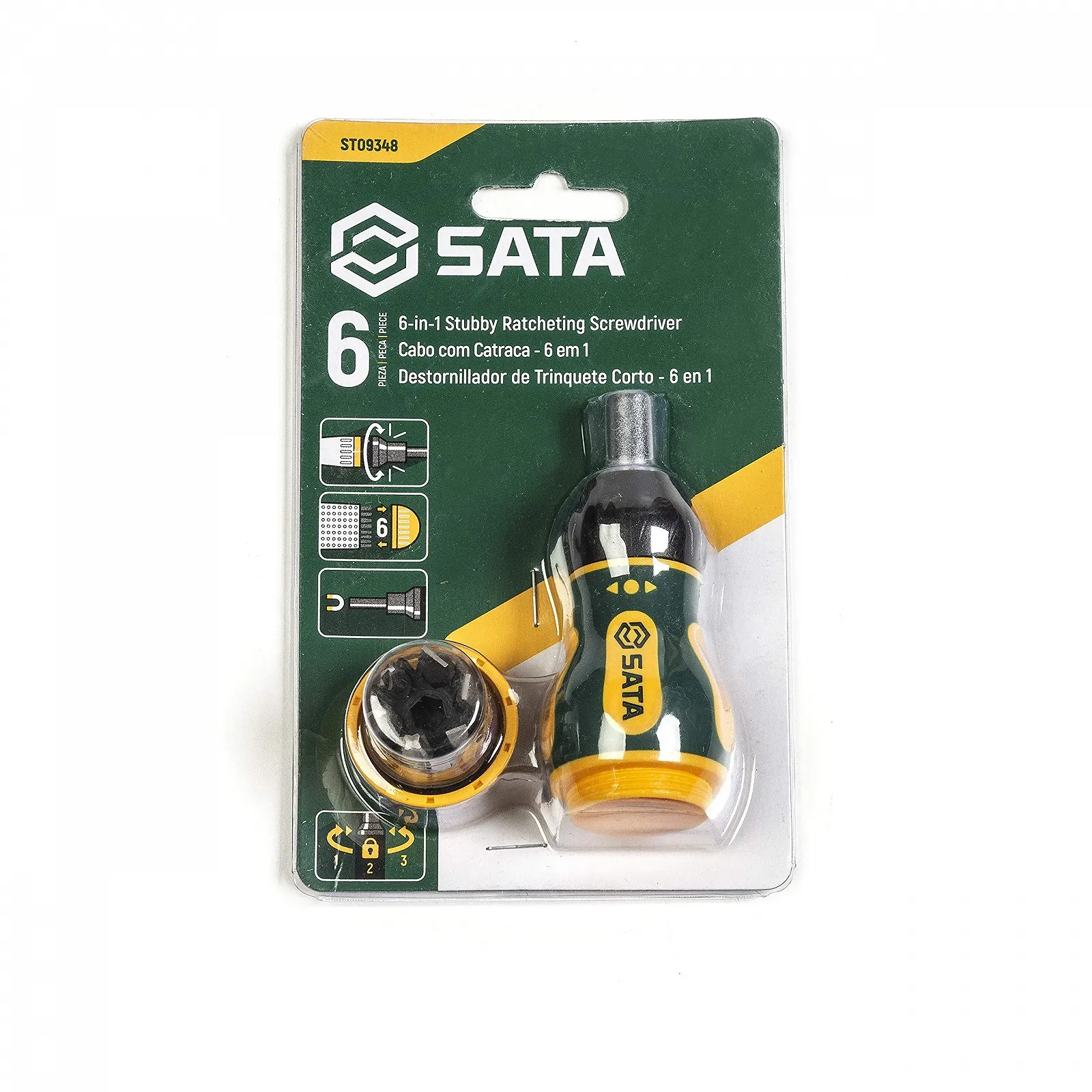 Викрутка з тріскачкою та магазином для біт SATA ST09348 6 шт., фото №4