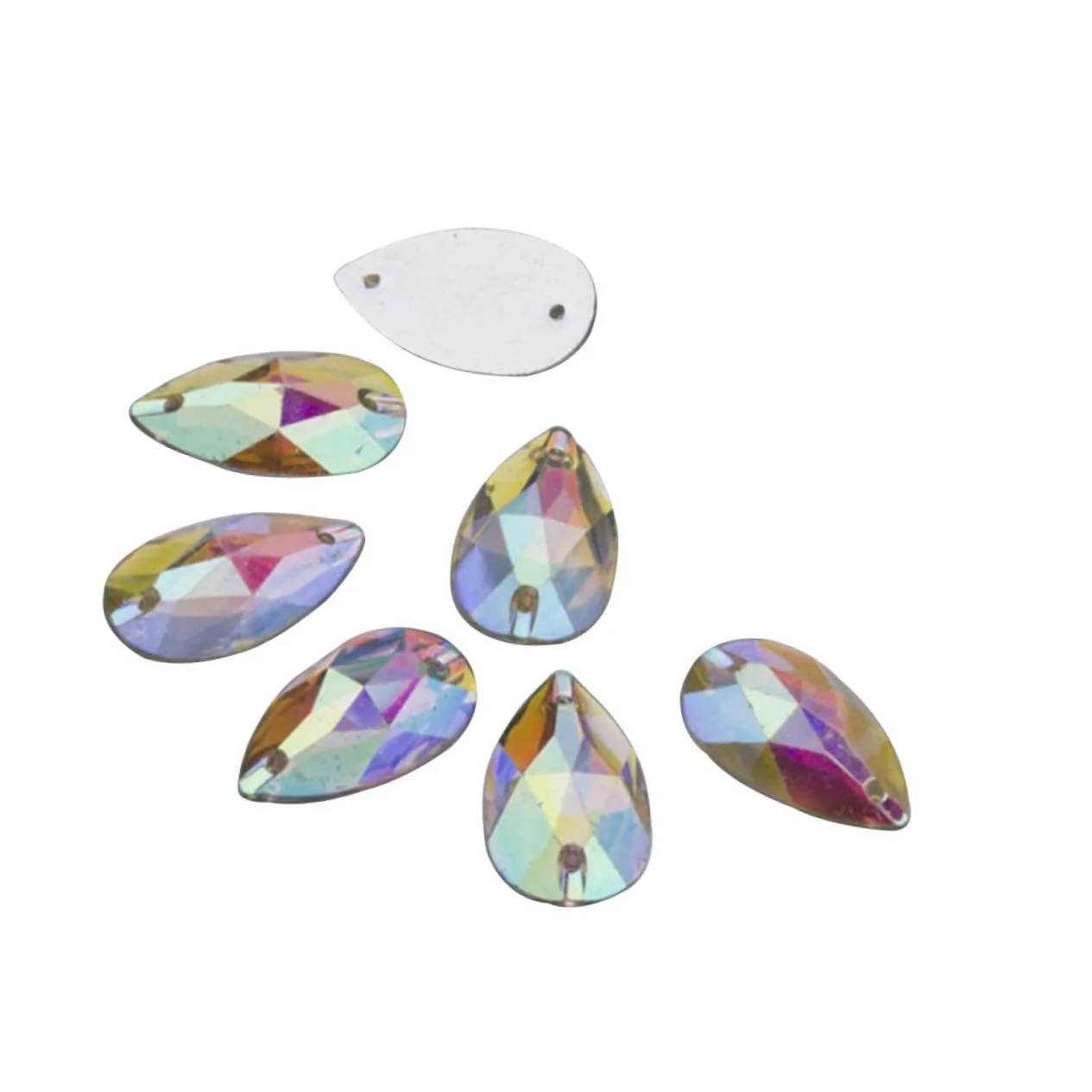 Стрази Housoutil Форма водоспаду, плоска задня частина, з епоксидної смоли, AB-кольору, для пришивання або приклеювання, для дизайну костюмів, рукоділля та декору, фото №2