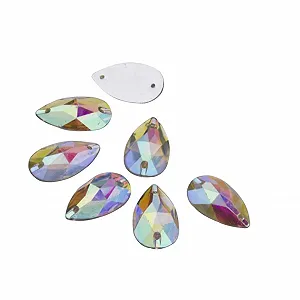 Стрази Housoutil Форма водоспаду, плоска задня частина, з епоксидної смоли, AB-кольору, для пришивання або приклеювання, для дизайну костюмів, рукоділля та декору synthetic.ua - Фото 1