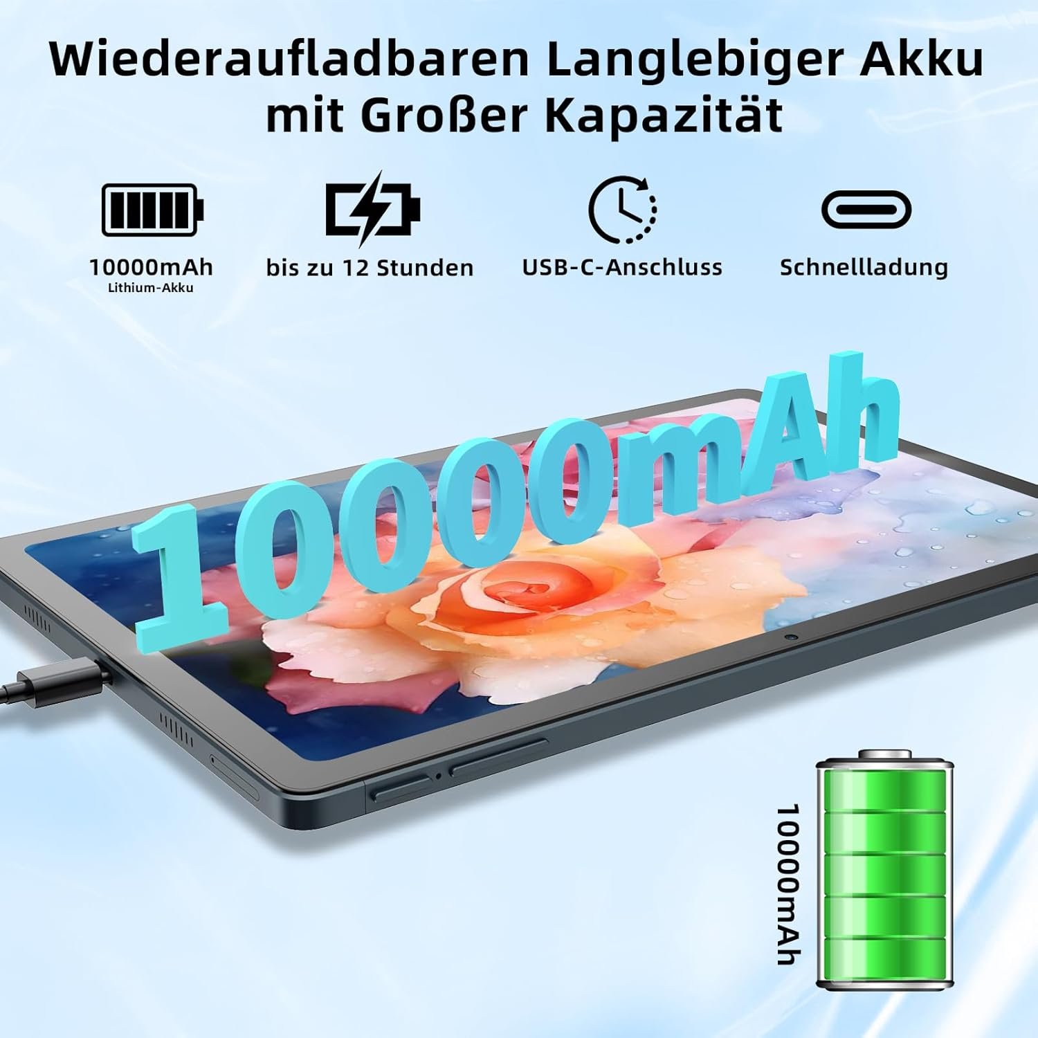 Планшет 10.4" 2K M00KIA M1036 6+10/128Gb 8 ядер Android 13 10000mAh Черный, фото №6