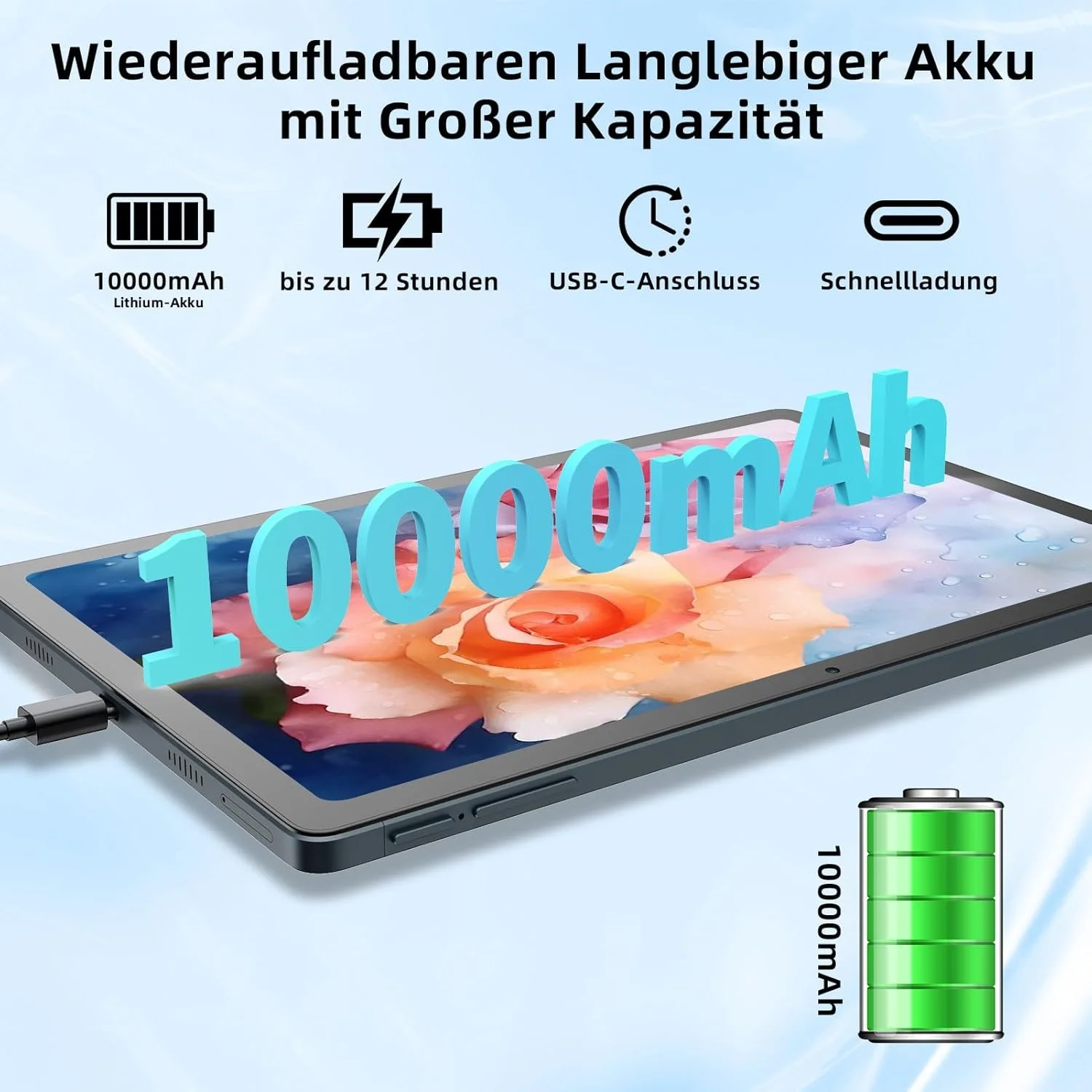 Планшет 10.4" 2K M00KIA M1036 6+10/128Gb 8 ядер Android 13 10000mAh Чорний, фото №6 Планшет 10.4" 2K M00KIA M1036 6+10/128Gb 8 ядер Android 13 10000mAh Чорний, фото №6