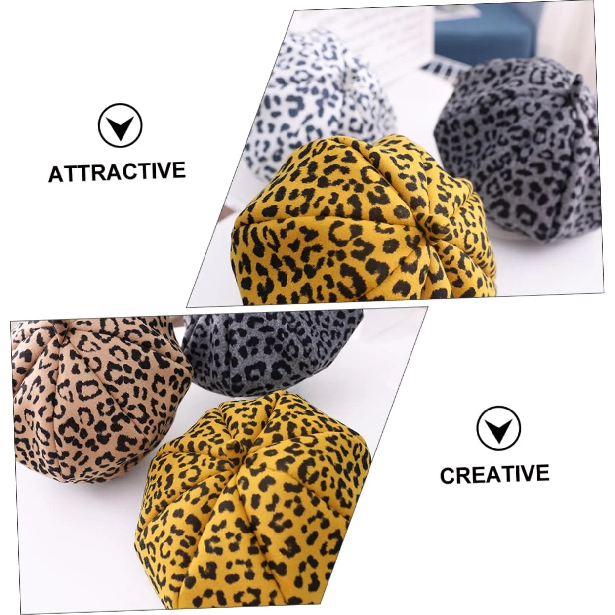 Берет OATIPHO з леопардовим принтом Жовтий, фото №6 Берет OATIPHO з леопардовим принтом Жовтий, фото №6