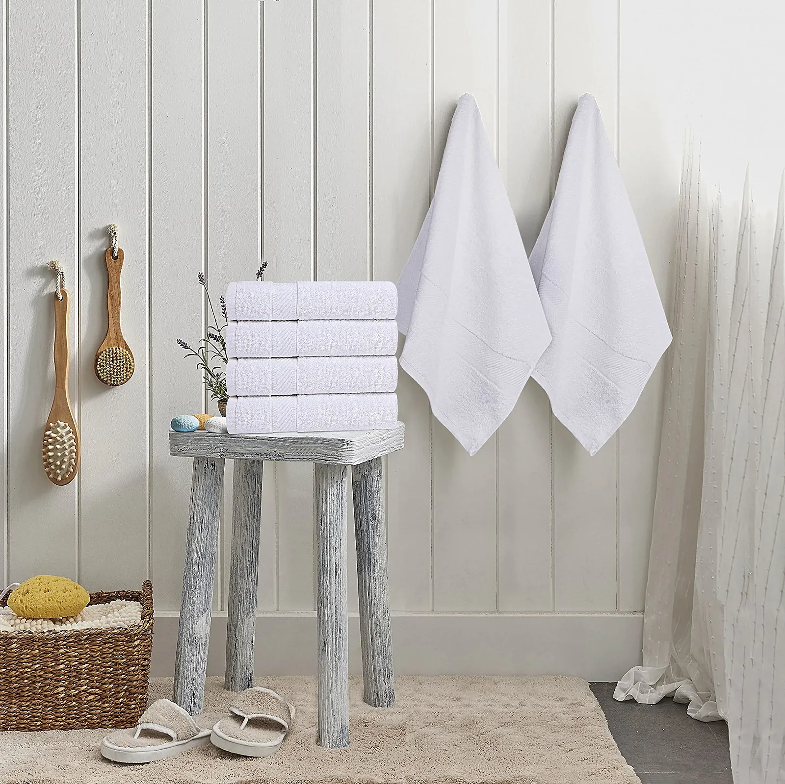 Банні рушники Utopia Towels Набір 6 шт. 100% бавовна 60 x 120 см Білий, фото №6