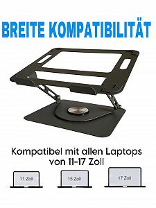 Подставка для ноутбука Kigam, вращающаяся на 360 градусов, регулируемая по высоте, эргономичная портативная подставка для ноутбука, совместима со всеми ноутбуками MacBook Pro/Air до 17 дюймов, черная synthetic.ua - Фото 1