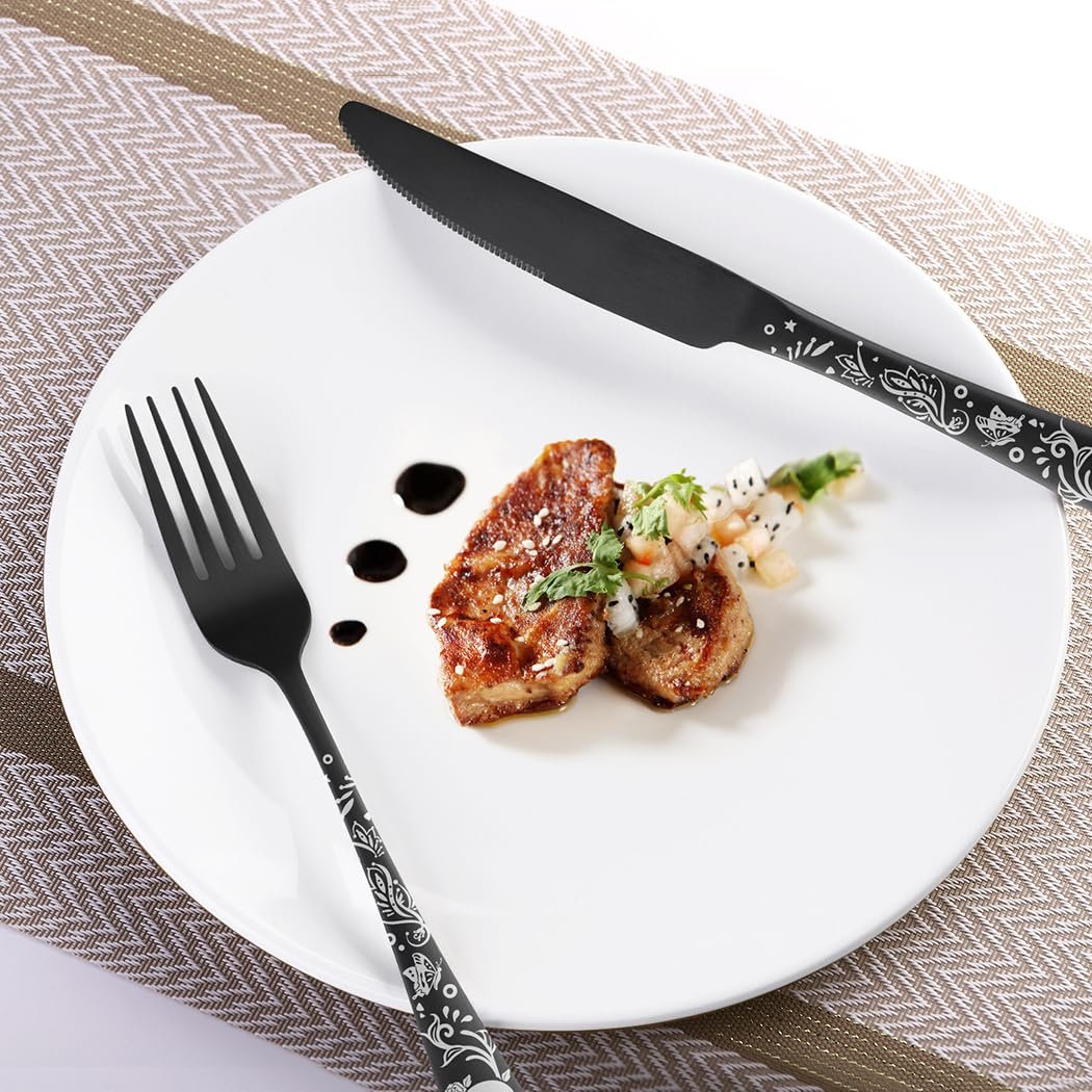 Набор столовых приборов XIAOYU Gothic с черепами, черный, фото №7 Набор столовых приборов XIAOYU Gothic с черепами, черный, фото №7