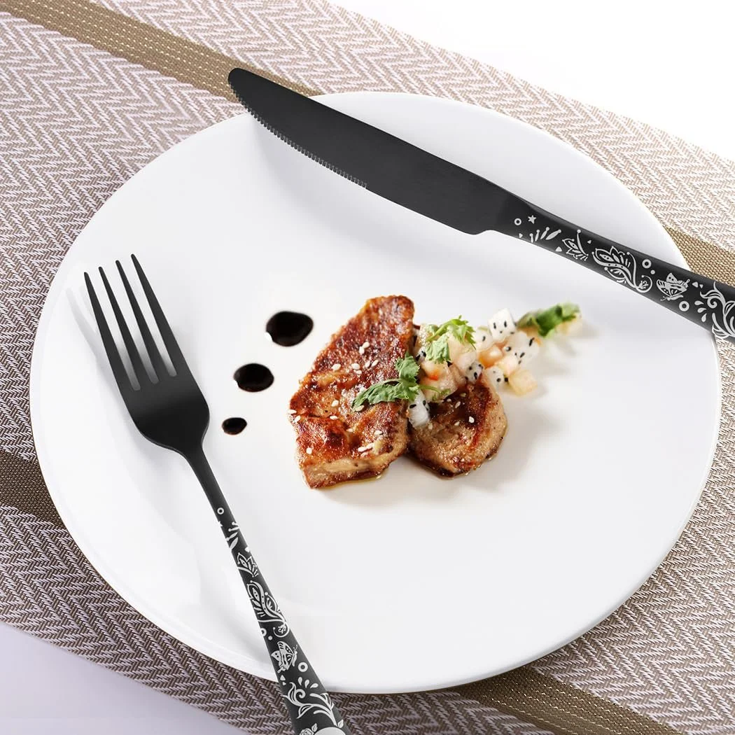 Набор столовых приборов XIAOYU Gothic с черепами, черный, фото №7 Набор столовых приборов XIAOYU Gothic с черепами, черный, фото №7