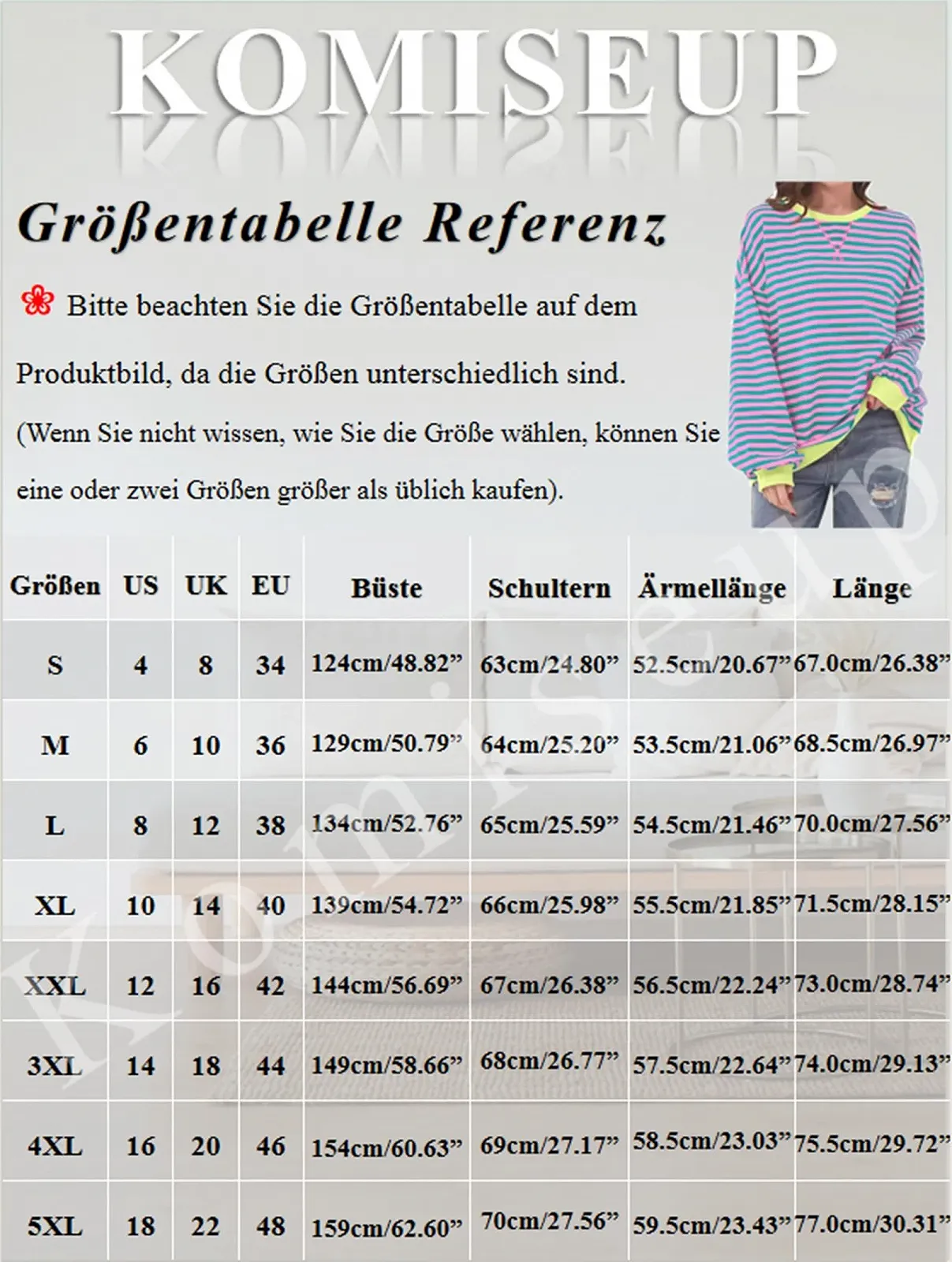 Рубашка с длинными рукавами Komiseup Женская большого размера в полоску, пуловер, базовая рубашка с круглым вырезом, рубашка с длинными рукавами в полоску, свободная повседневная рубашка в полоску, осенне-зимняя спортивная рубашка для девушек-подростков Y2K, фото №4