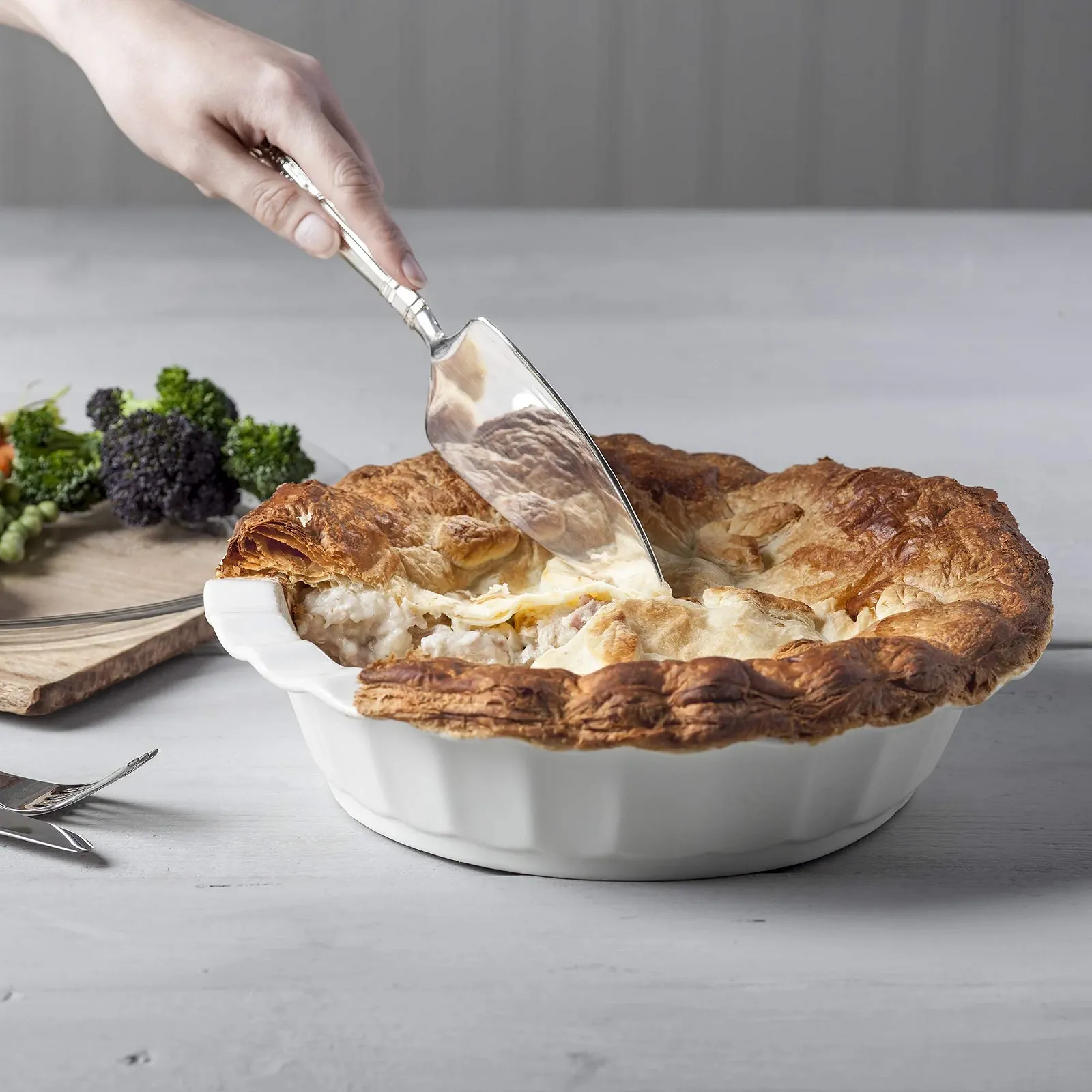 Форма для пирога WM Bartleet & Sons 1750 T453 глубокая с гофрированным краем Белая, фото №6