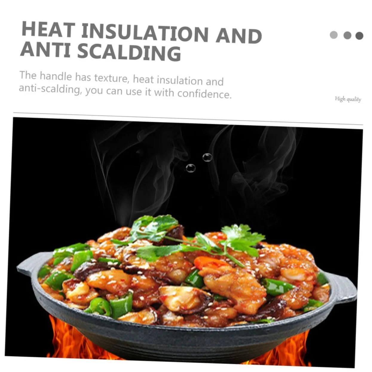 Кастрюля для тушения чугунная термостойкая с ненагревающейся ручкой желтая, фото №9