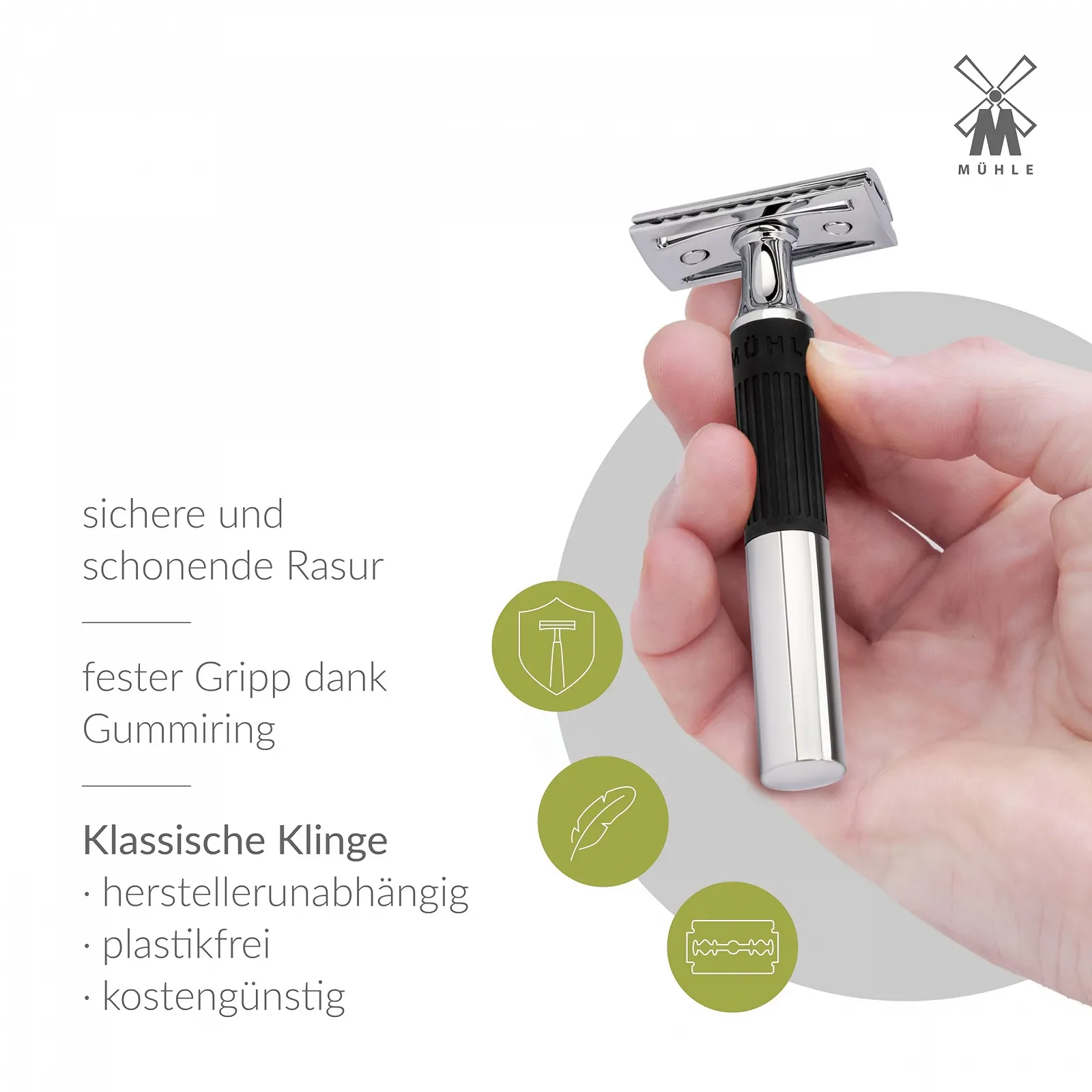 Безопасная бритва MÜHLE Neo Metal Rubber Grip Black, фото №4 Безопасная бритва MÜHLE Neo Metal Rubber Grip Black, фото №4