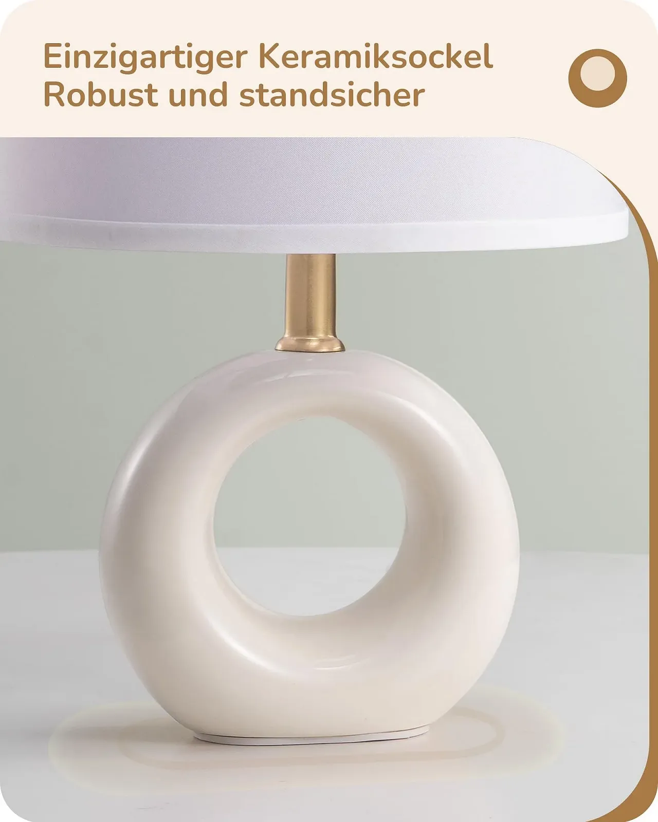 Настільна лампа EDISHINE Керамічна тканинний абажур E14 2700K, фото №4