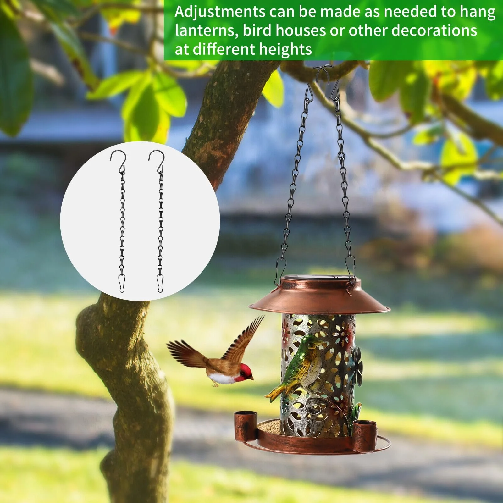 Ланцюги для підвісних кошиків із гачками 50 см 4 шт чорні металеві, фото №5