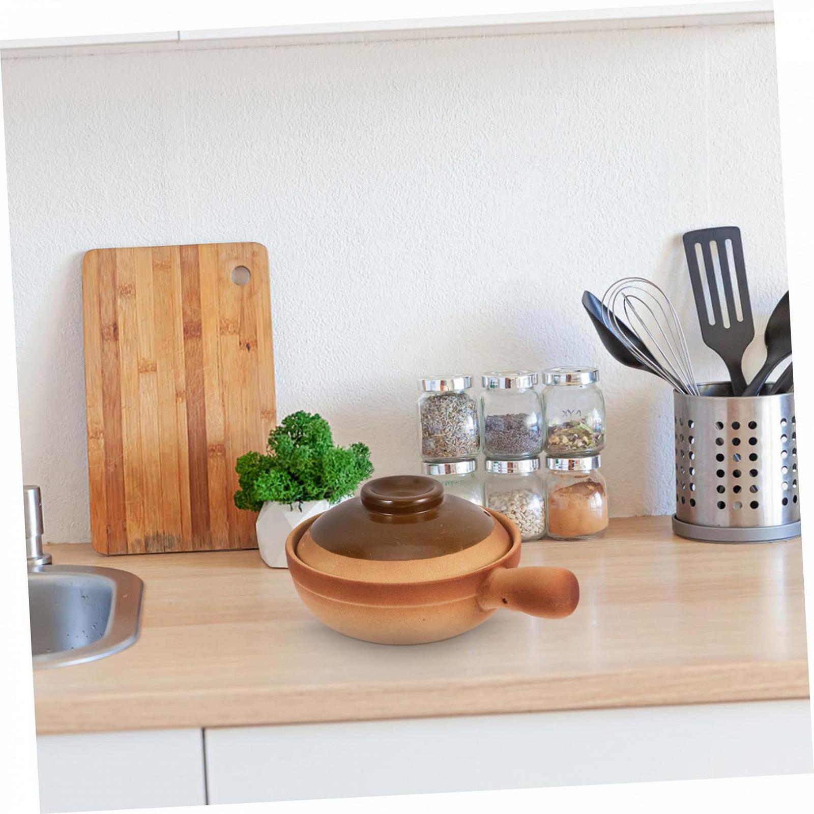 Кастрюля VALICLUD керамическая, с ручкой, 850 мл, терракотовая, с крышкой, фото №6