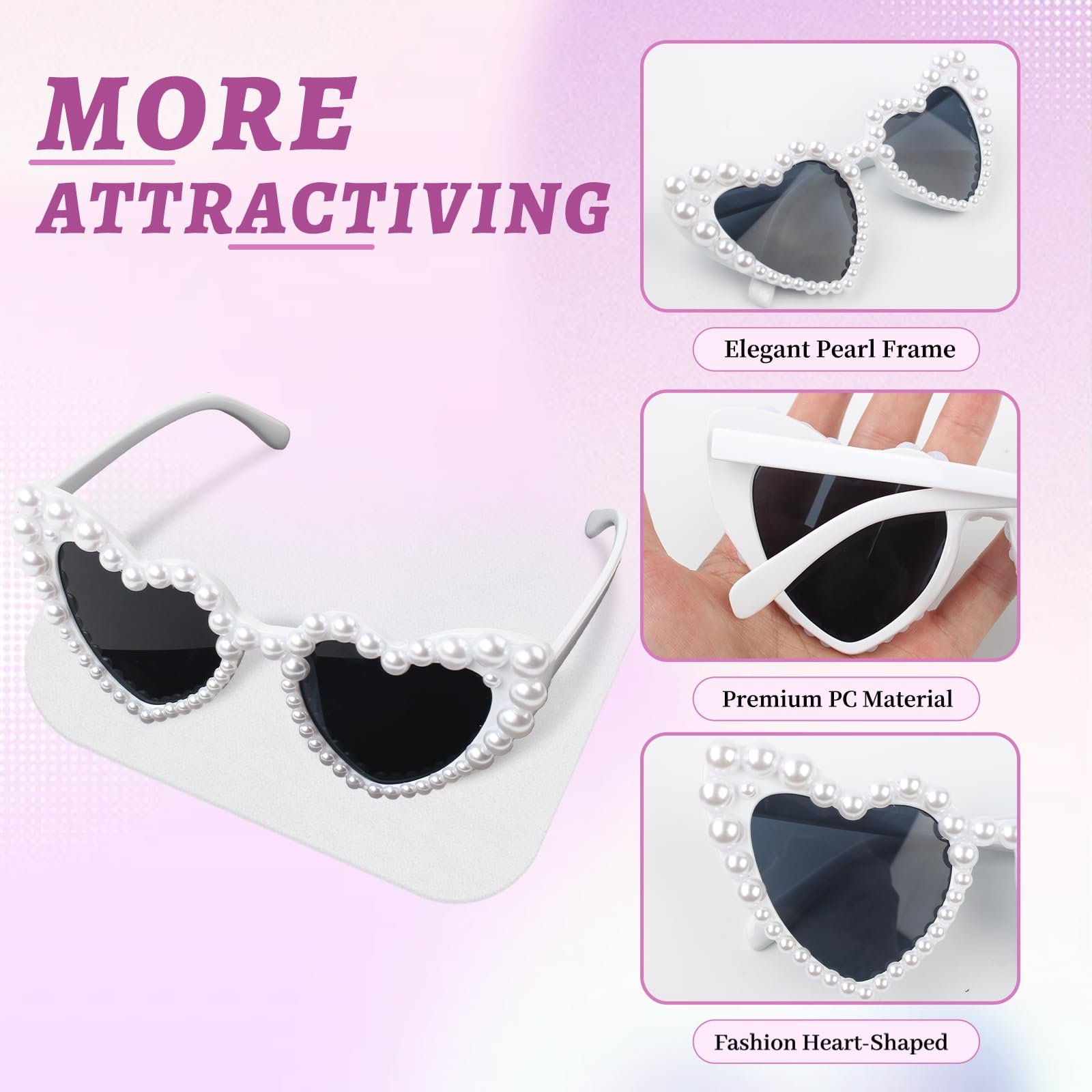 Солнцезащитные очки GOWTX Ретро Сердце Жемчуг, фото №4