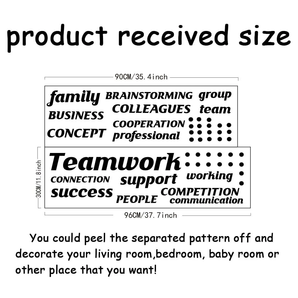 Наклейка на стіну SUPERDANT Teamwork Мотиваційні цитати 96 x 30 см Чорна, фото №2 Наклейка на стіну SUPERDANT Teamwork Мотиваційні цитати 96 x 30 см Чорна, фото №2