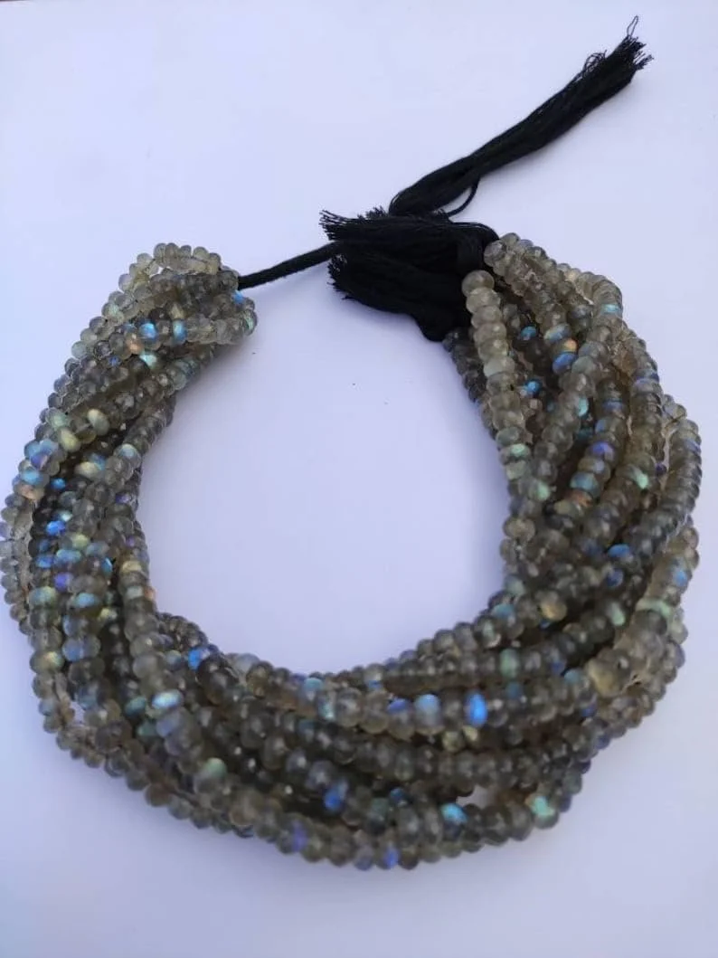 Натуральный лабрадорит, круглые граненые бусины 6-6.5 мм, нить длиной 33 см драгоценные камни для ожерелья, браслета, фото №2