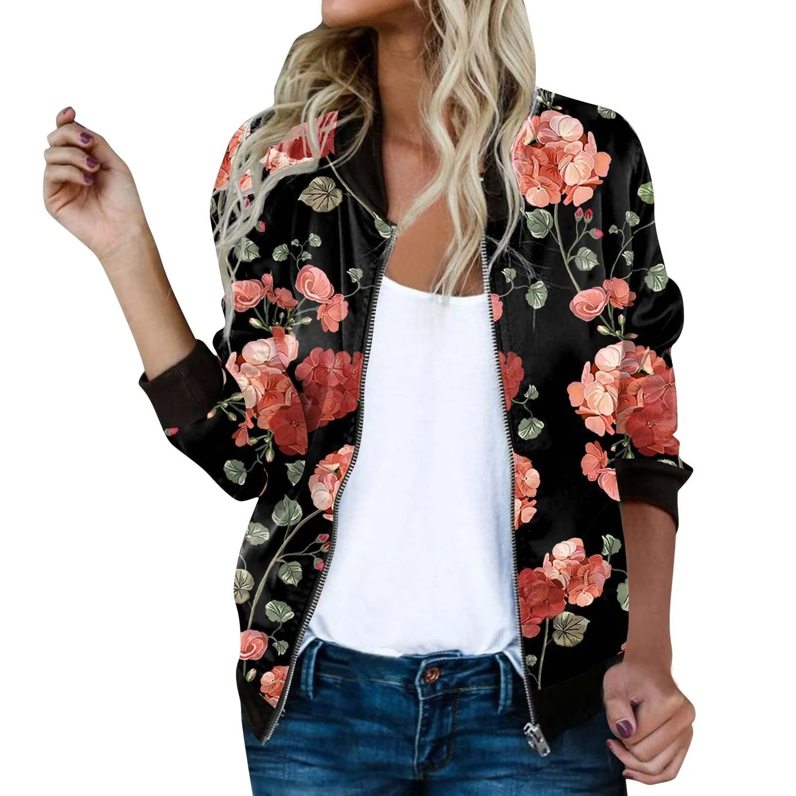 Бомбер Жіночий Квітковий Короткий, фото №1 Бомбер Жіночий Квітковий Короткий, фото №1