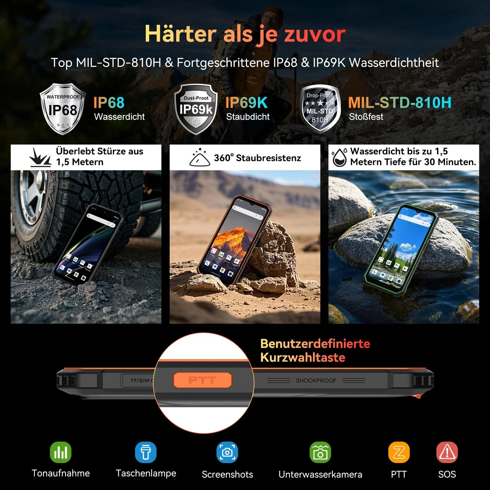Захищений смартфон Blackview BV4800SE Android 15 12/64ГБ IP69K 6.56 дюйма 90 Гц NFC Black, фото №3