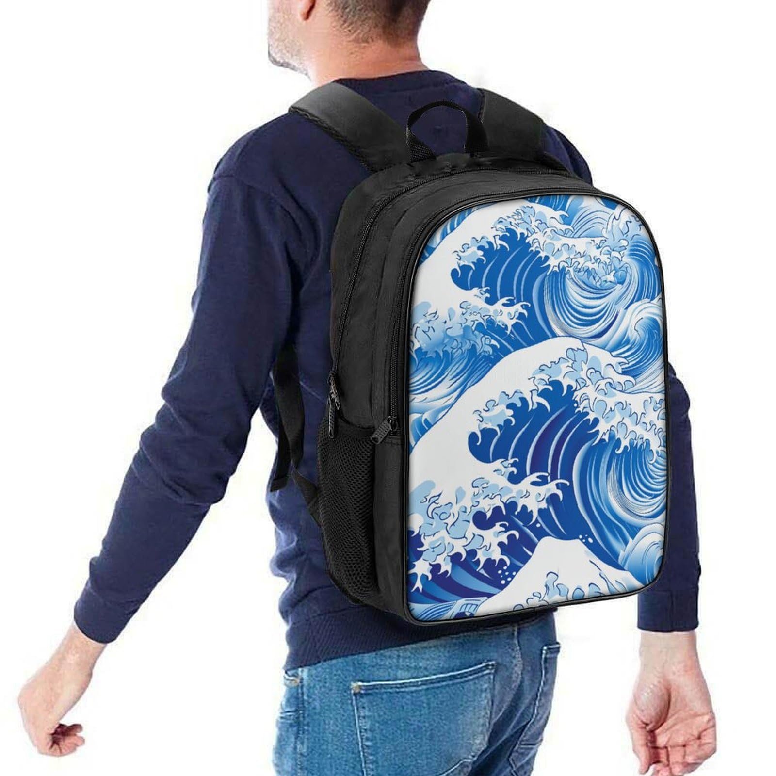 Рюкзак школьный DPEOANEBN Ocean Waves для девочек-подростков, школьный ранец для начальной школы, детский портфель, повседневный рюкзак 40x28x16 см, фото №5