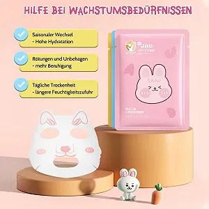 Тканевая маска Shefave Animal Cute Painted для лица, Уход за кожей, Подарок для девочек-подростков, Фруктовые маски для лица и процедуры для лица, 5 штук, Питательная, Успокаивающая (Кролик) (Розовый) synthetic.ua - Фото 1