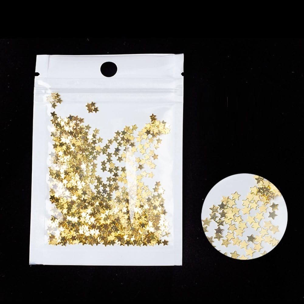 Прикраса для нігтів Зірка 3 мм Золотий, 1000 шт, фото №1