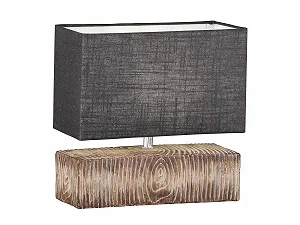 Настільна лампа Ceramic Wood Effect Linen Shade 30 см Сіра - Фото 1