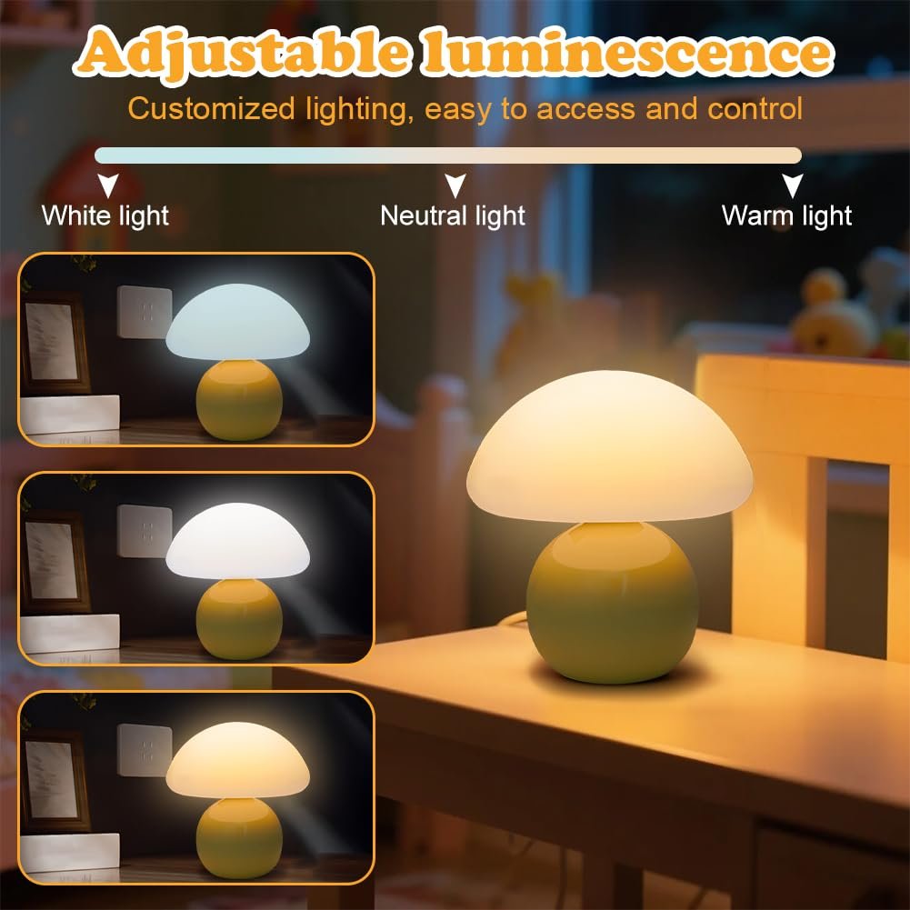 Настільна лампа Mushroom LED Dimmable Glass Ceramic Yellow, фото №3