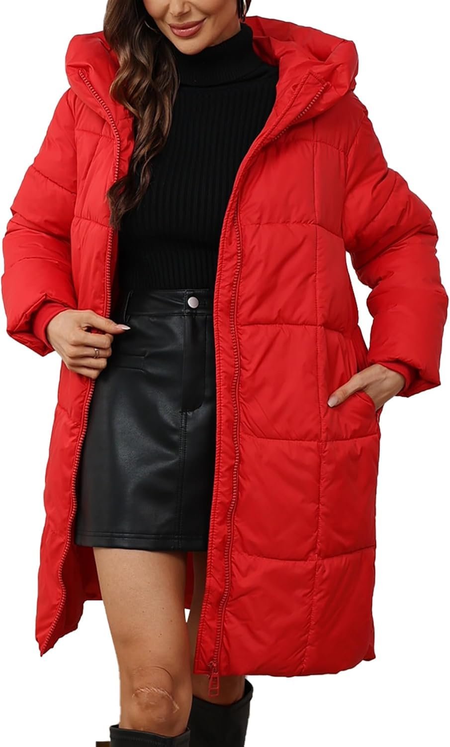 Куртка Suncadmious С капюшоном Slim Soft Elegant Comfortable , зимняя, теплая, длинная, пуховая, ветрозащитная, для снежной погоды, фото №1