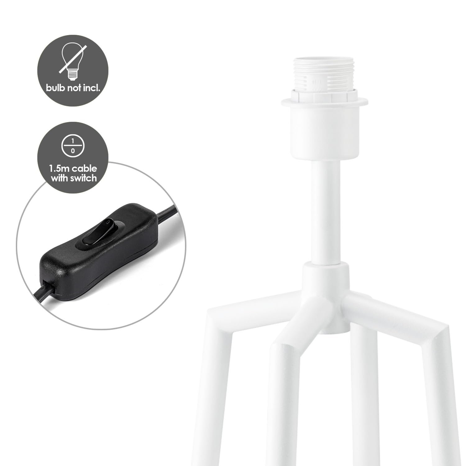 Настільна лампа Home Sweet Home Largo Spinn Modern 30/30/50 см метал текстиль E27 з вимикачем світло-сіра, фото №4