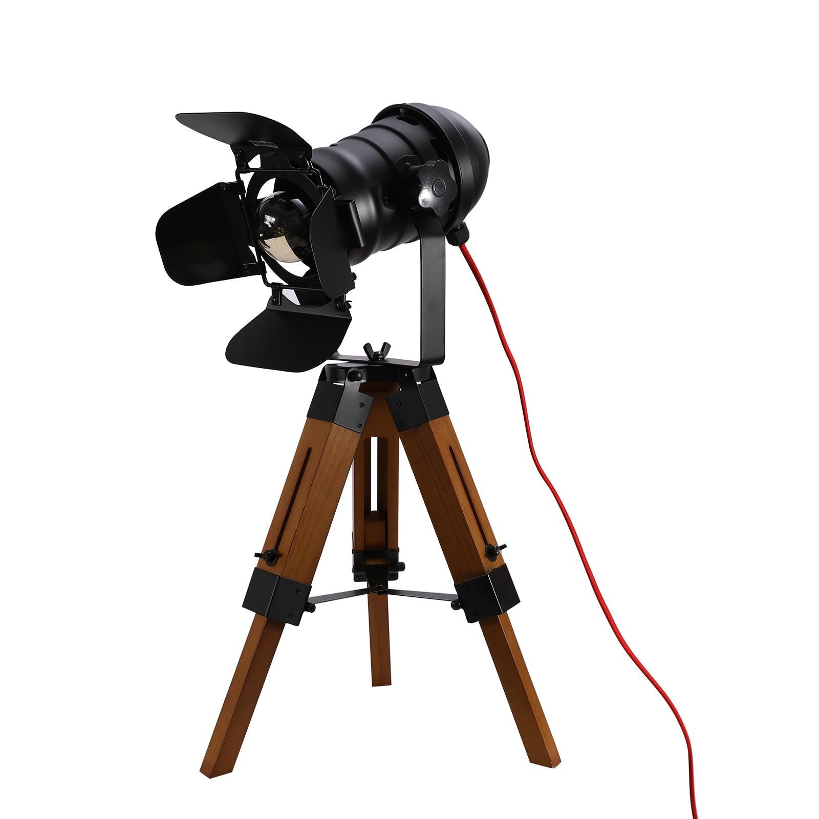 Настільна лампа Industrial Metal Wood Tripod 65 x 32 см Чорний, фото №5