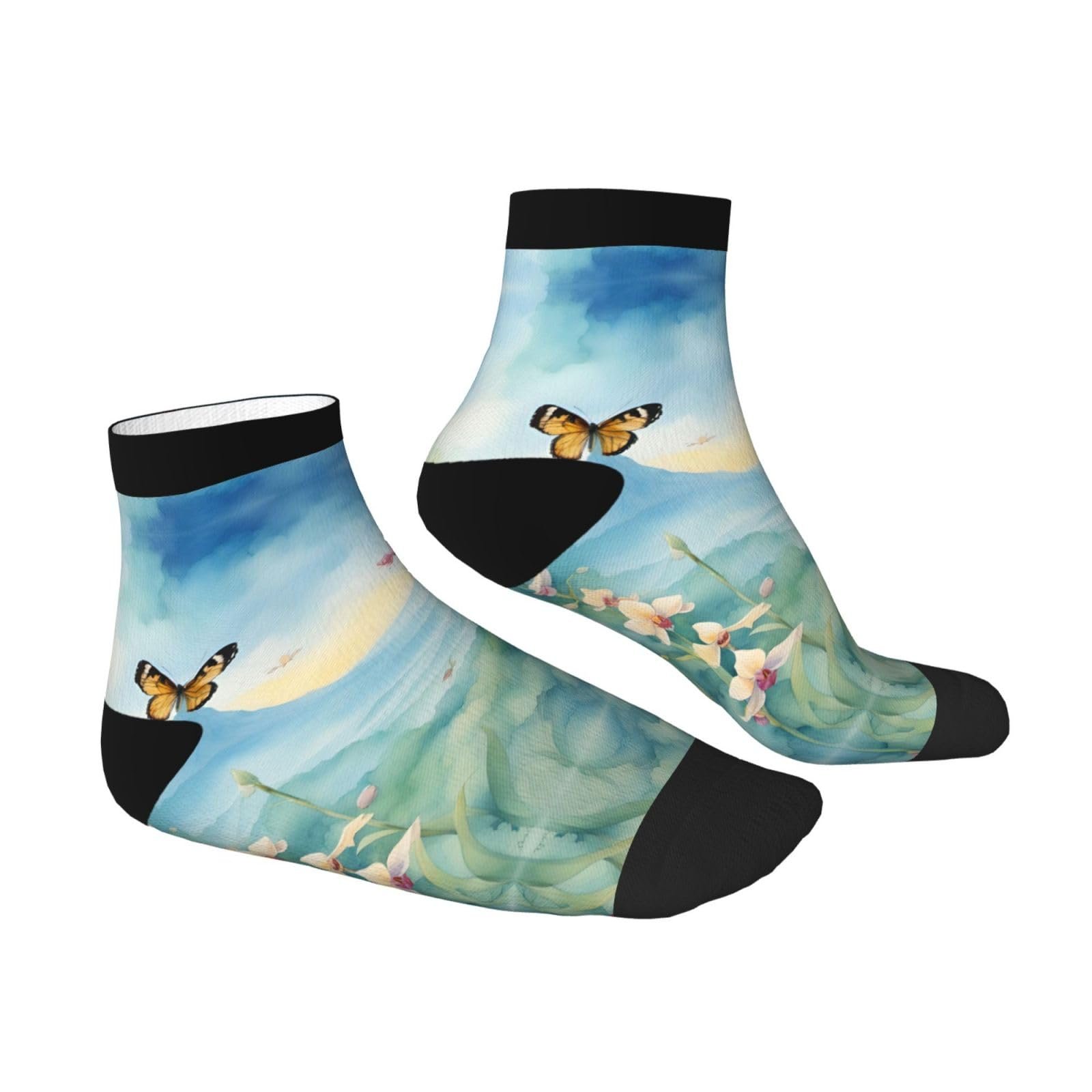 Носки Цветок Орхидея Бабочка Мягкие Свежие Модные Удобные На все сезоны Один Размер, Орхидея, фото №3