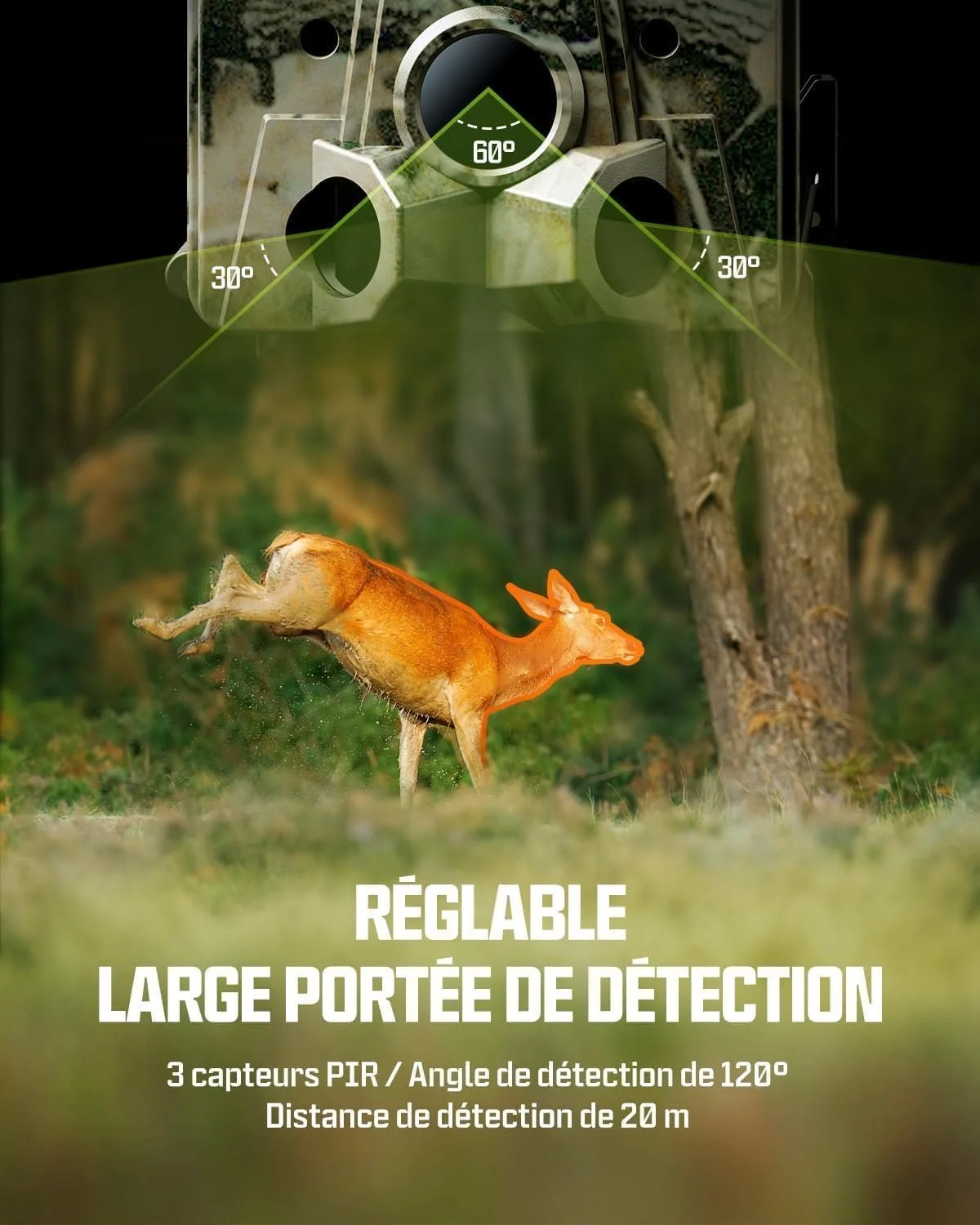 Фотопастка з сонячною панеллю Ceyomur CY75 / 60MP / 4K / Wi-Fi / Bluetooth / Зелена, фото №8 Фотопастка з сонячною панеллю Ceyomur CY75 / 60MP / 4K / Wi-Fi / Bluetooth / Зелена, фото №8