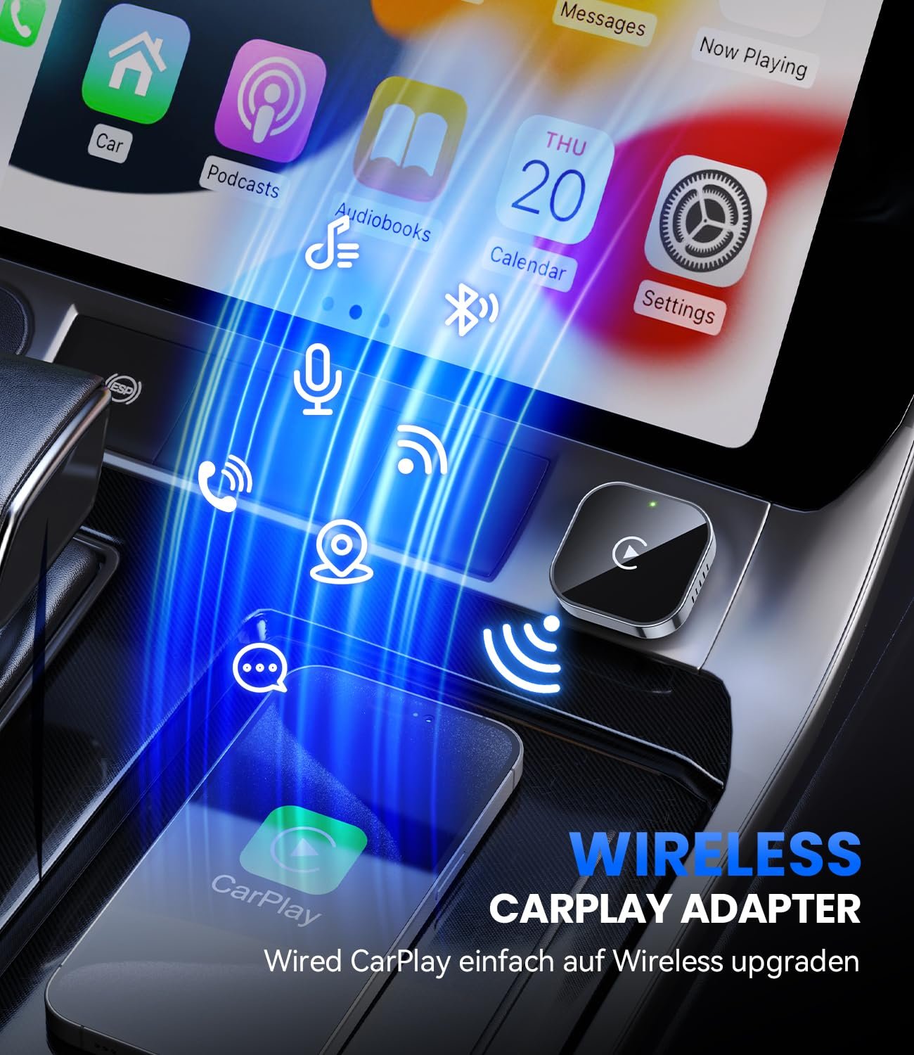 Адаптер CarPlay бездротовий Jumpeak 2025, USB, для автомобілів з CarPlay, чорний, фото №2