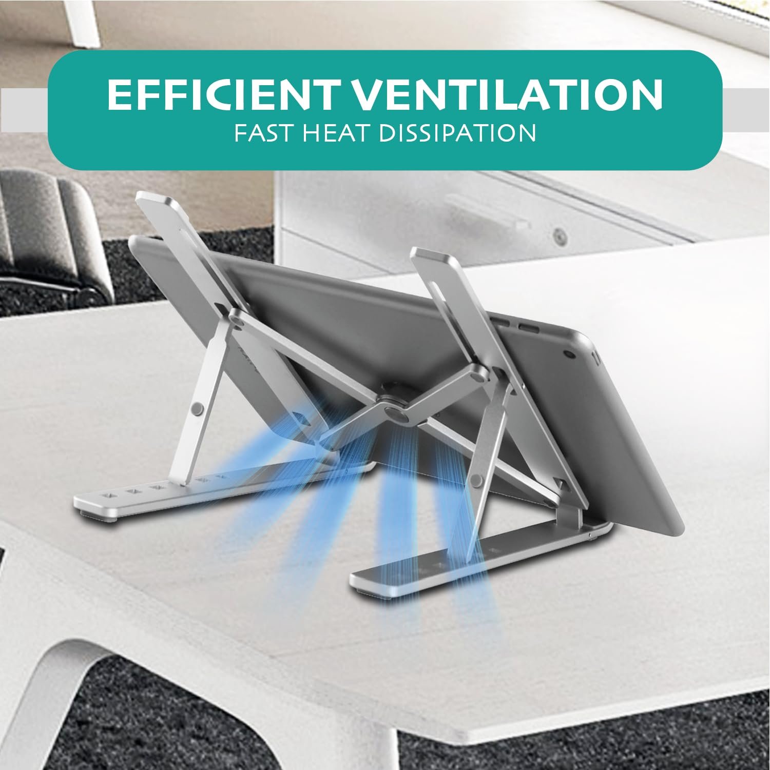 Подставка для ПК Портативная OVERMUST Алюминиевый сплав Серебристый, фото №6 Подставка для ПК Портативная OVERMUST Алюминиевый сплав Серебристый, фото №6