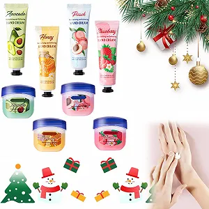 Набір Крем для рук Бальзам для губ, Різдвяний набір крему для рук, 4 шт - Фото 1