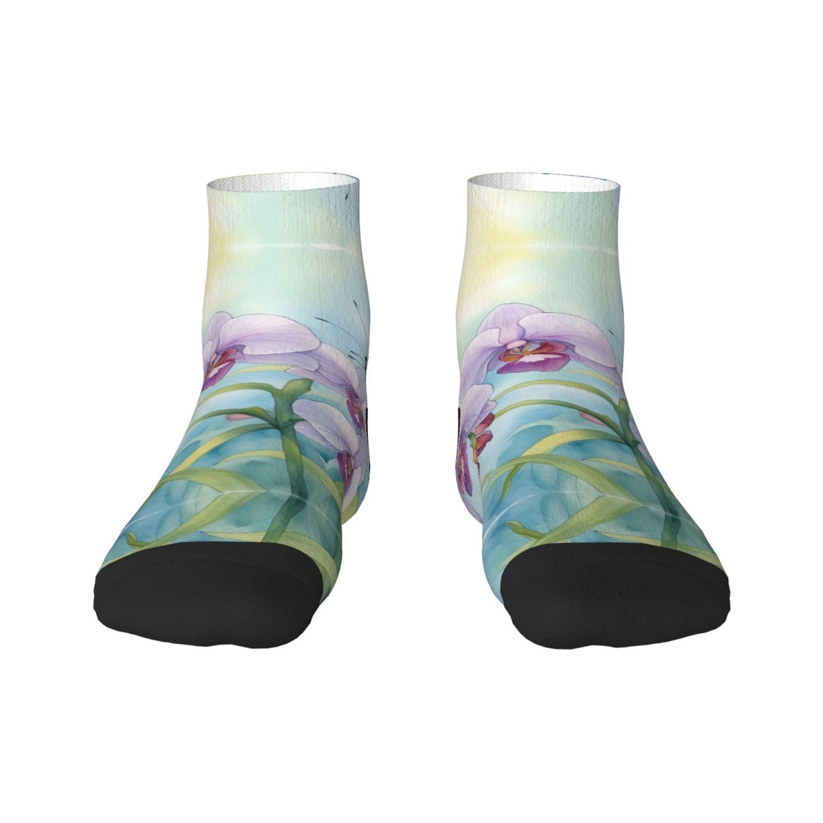 Носки Цветок Орхидея Бабочка Мягкие Свежие Модные Комфортные На все сезоны One Size, Орхидея, фото №1