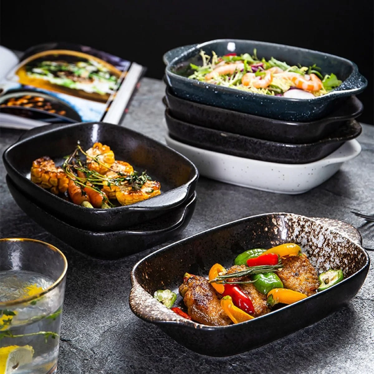 Форма для запекания керамическая с двойными ручками поднос для сервировки, фото №6