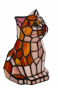 Настільна лампа-фігурка Birendy Tiff101 Кіт у стилі Тіффані synthetic.ua - Фото 1