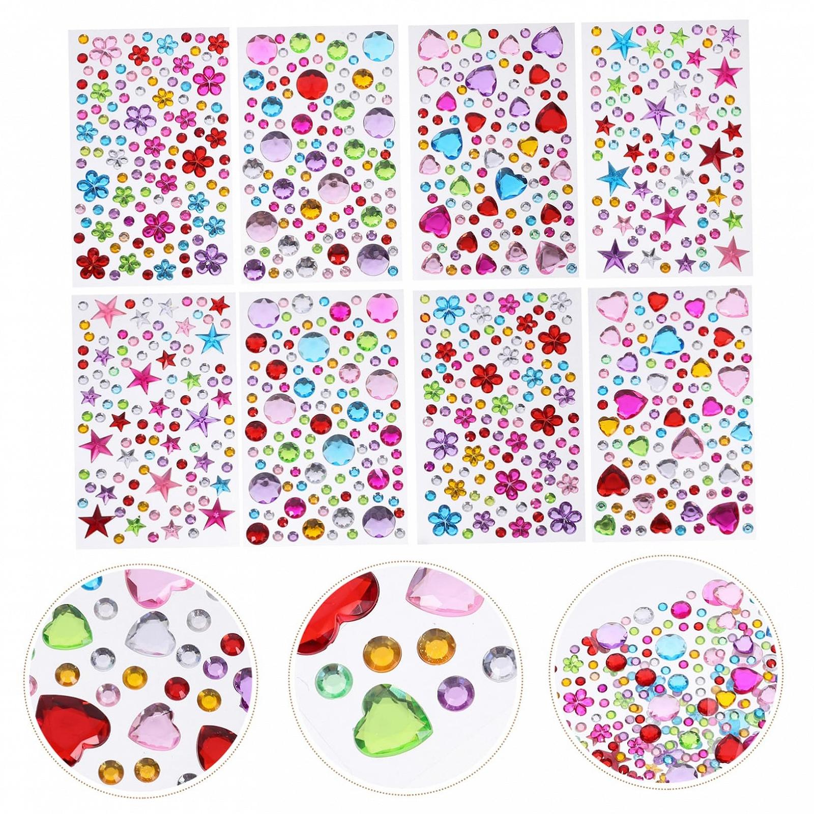Наклейки акрилові TEHAUX 8 аркушів, стрази кристали для макіяжу, фото №2