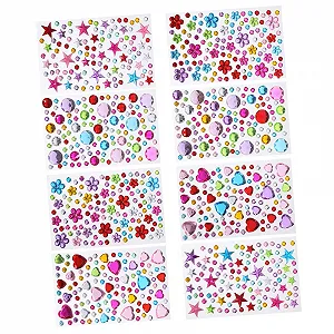 Стразы для лица и ногтей, 8 листов, самоклеящиеся блестящие камни для макияжа, фестиваля и карнавала, временные драгоценности, блестящее украшение для глаз и тела - Фото 1