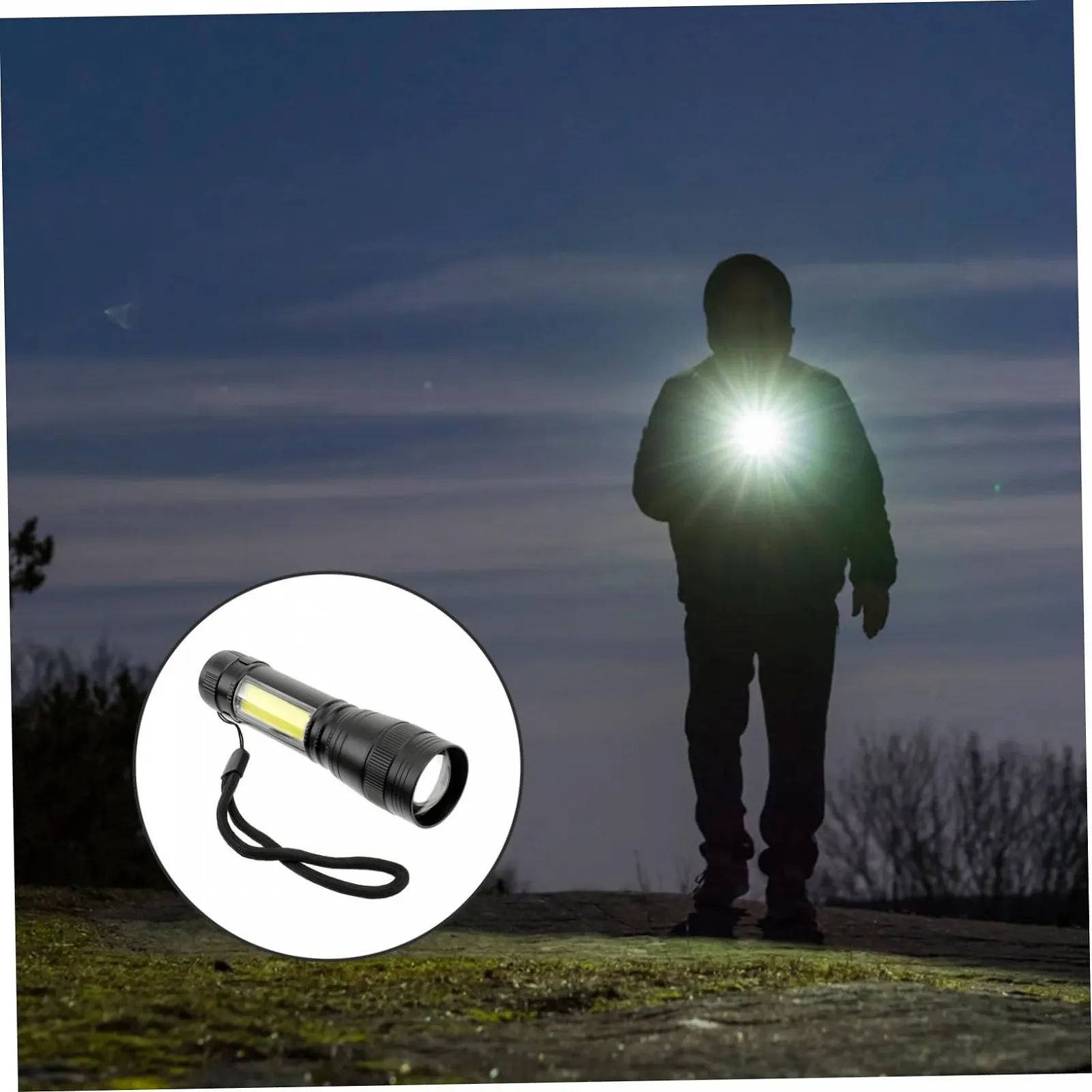 Ліхтар Homsfou Акумуляторний USB З режимами освітлення Портативний Сильний для активного відпочинку, як-от кемпінг і надзвичайні ситуації Чорний, фото №2 Ліхтар Homsfou Акумуляторний USB З режимами освітлення Портативний Сильний для активного відпочинку, як-от кемпінг і надзвичайні ситуації Чорний, фото №2