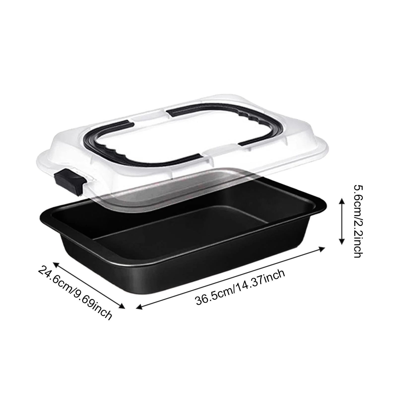 Набор форм для выпечки 2 предмета с крышкой и ручкой Прямоугольный Антипригарный Для переноски тортов Черный, фото №6