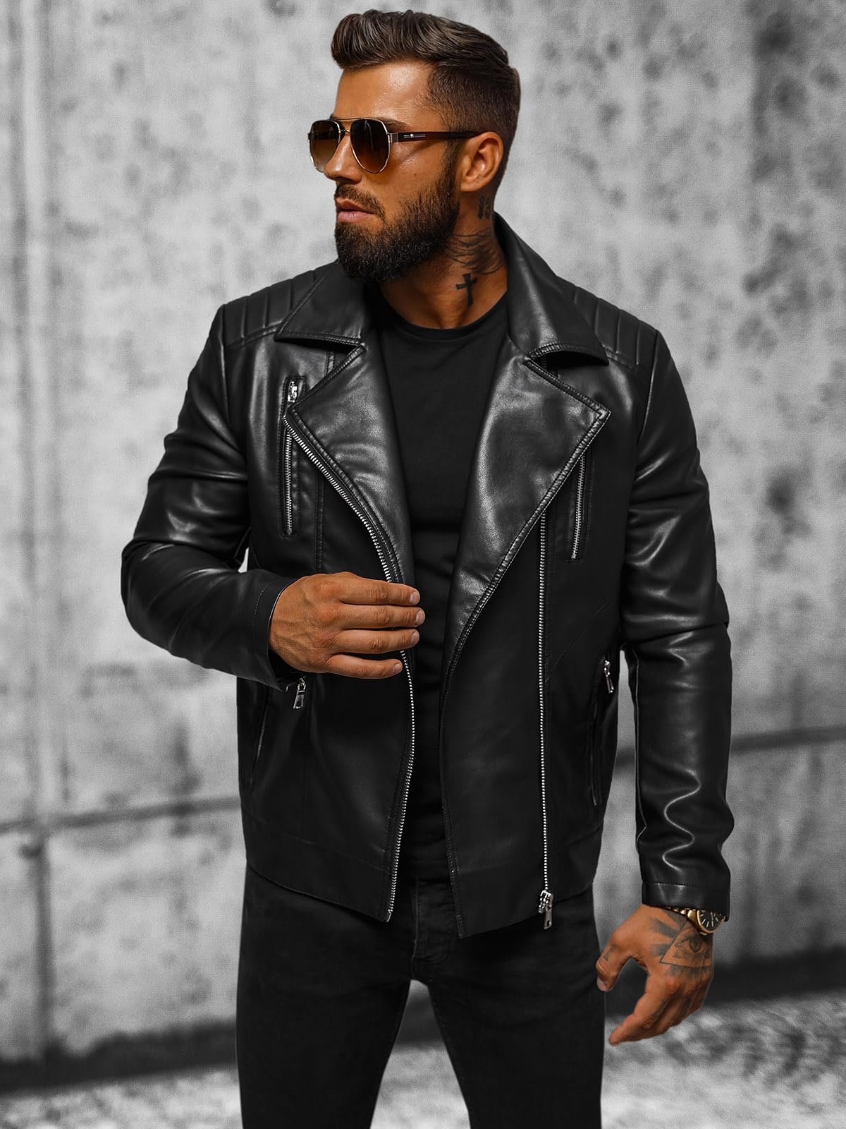 Куртка Biker из искусственной кожи OZONEE JS/11Z8056Z, разные цвета, фото №2
